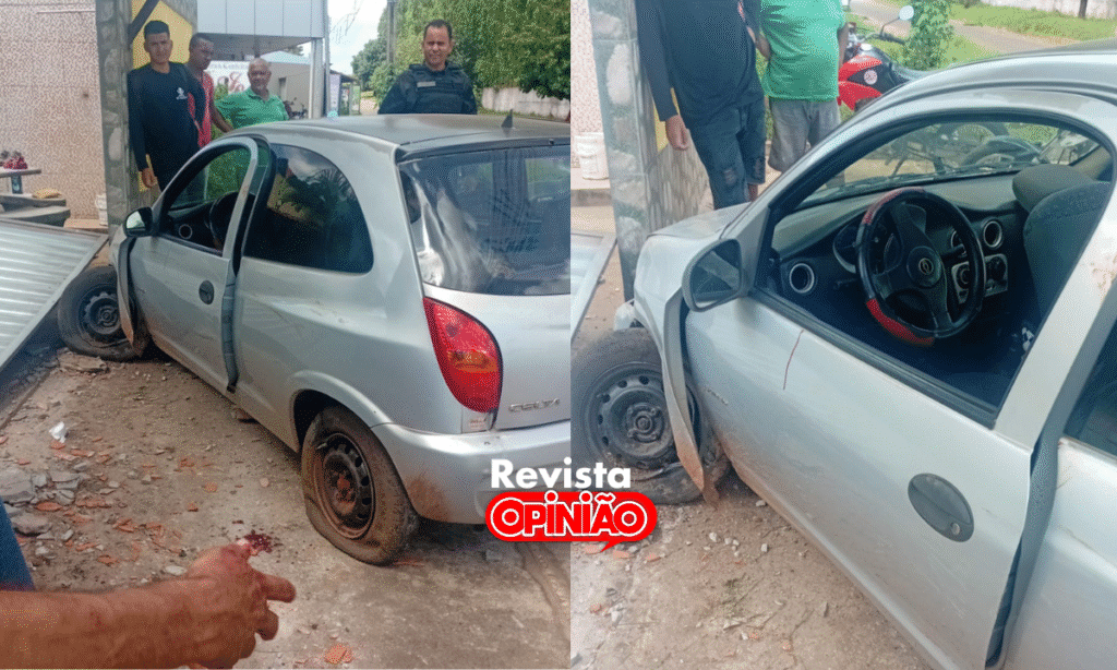 Carro desgovernado derruba portão de residência no Bairro Deus Me Deu, em José de Freitas 1 celta