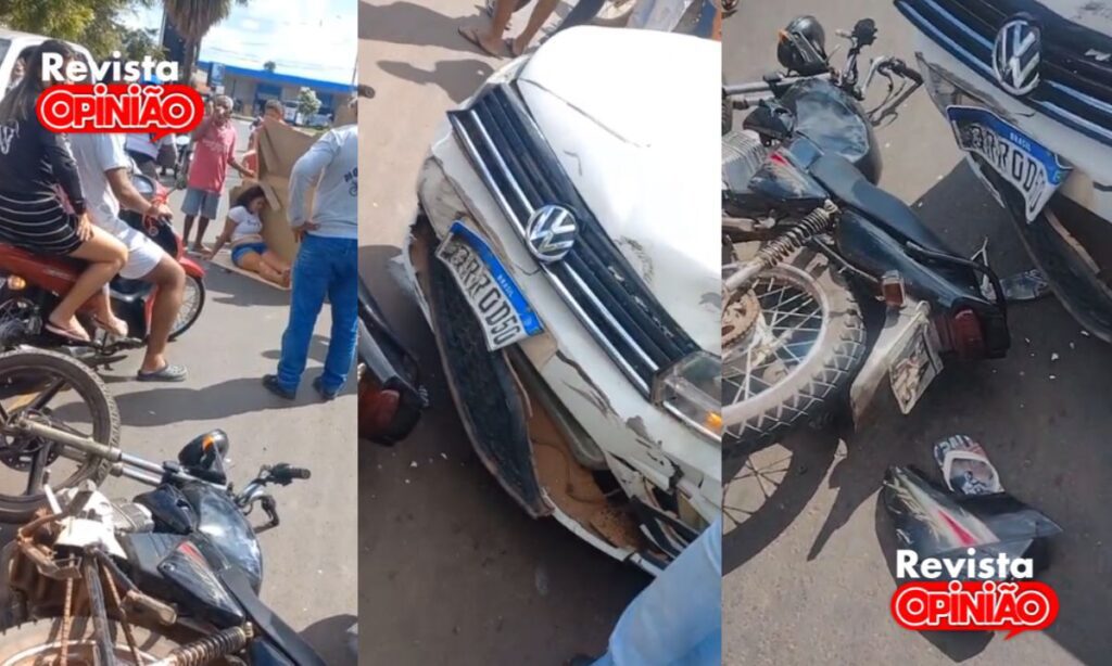 Mulher colide motocicleta em carro de motorista de aplicativo em José de Freitas 1 acidente moto e carro app 1